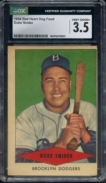 1954 RED HEART DUKE SNIDER CGC VG+ 3.5