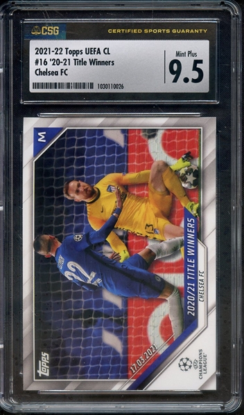 2021 TOPPS UEFA CL CHELSEA 16 20-21 TITLE WINNERS CSG MINT+ 9.5