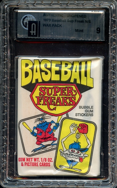 1973 BASEBALL SUPER FREAKS SEALED WAX PACK GAI MINT 9