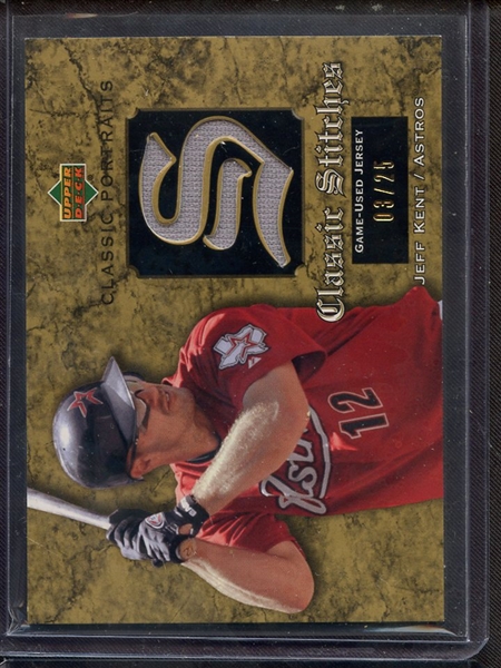 2003 UPPER DECK CLASSIC PORTRAITS CLASSIC STITCHES JEFF KENT GAME USED JERSEY 03/25