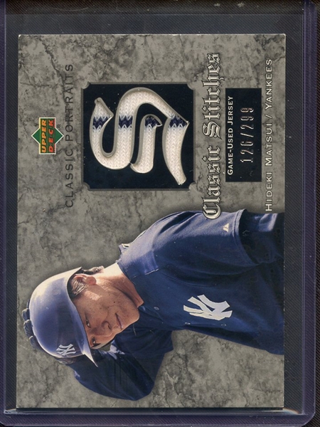 2003 UPPER DECK CLASSIC PORTRAITS CLASSIC STITCHES HIDEKI MATSUI GAME USED JERSEY 126/299