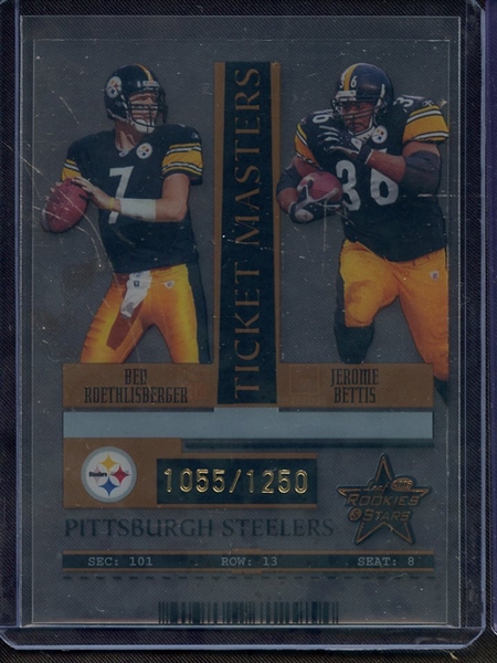 2005 DONRUSS PLAYOFF TICKET MASTERS BEN ROETHLISBERGER JEROME BETTIS 1055/1250