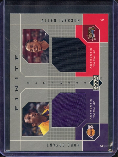 2002 UPPER DECK FINITE ELEMENTS KOBE BRYANT ALAN IVERSON GAME USED JERSEY