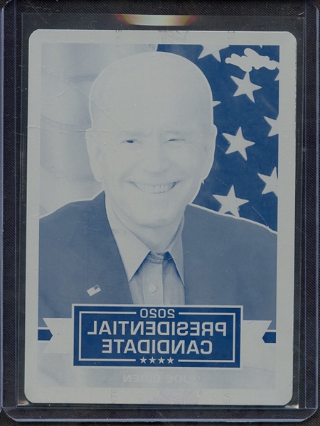 2019 LEAF 2020 PRESIDENTIAL CANDIDATES CYAN PRINTING PLATE JOE BIDEN 1/1