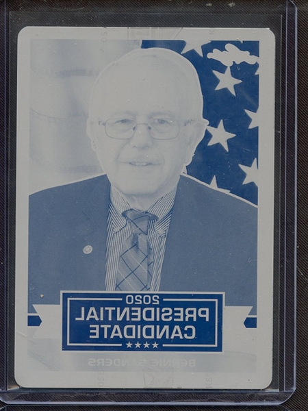 2019 LEAF 2020 PRESIDENTIAL CANDIDATES CYAN PRINTING PLATE BERNIE SANDERS 1/1