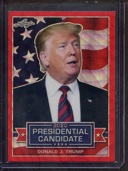 2019 LEAF 2020 PRESIDENTIAL CANDIDATES RED PRISMATIC WAVE DONALD J TRUMP 1/2