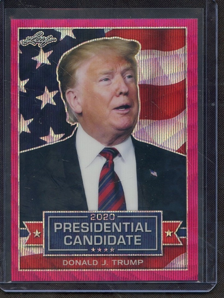 2019 LEAF 2020 PRESIDENTIAL CANDIDATES PINK PRISMATIC WAVE DONALD J TRUMP 3/10