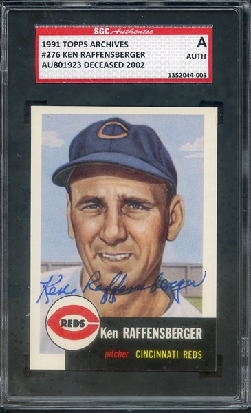 1991 TOPPS ARCHIVES 276 SIGNED KEN RAFFENSBERGER SGC AUTHENTIC