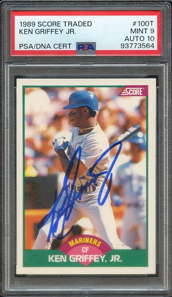 1989 SCORE TRADED 100T SIGNED KEN GRIFFEY JR PSA MINT 9 PSA/DNA AUTO 10