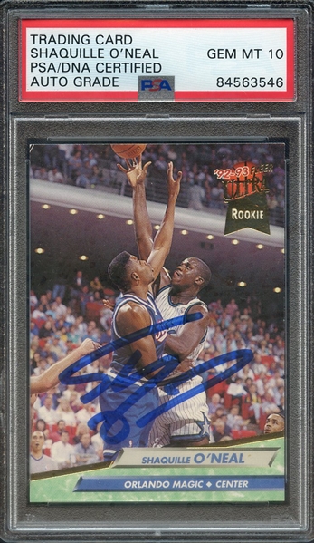 1992 ULTRA 328 SIGNED SHAQUILLE O'NEAL PSA/DNA AUTO 10