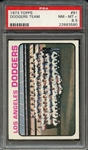 1973 TOPPS 91 DODGERS TEAM PSA NM-MT+ 8.5