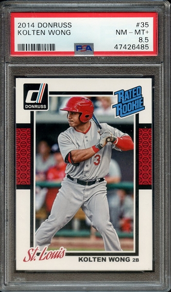 2014 DONRUSS 35 KOLTEN WONG PSA NM-MT+ 8.5