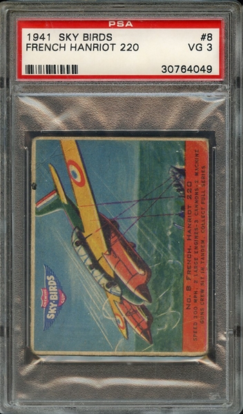 1941 SKY BIRDS 8 FRENCH HANRIOT 220 PSA VG 3