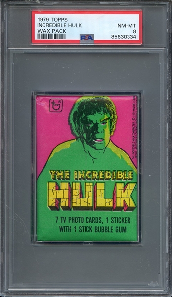 1979 TOPPS INCREDIBLE HULK WAX PACK INCREDIBLE HULK WAX PACK PSA NM-MT 8