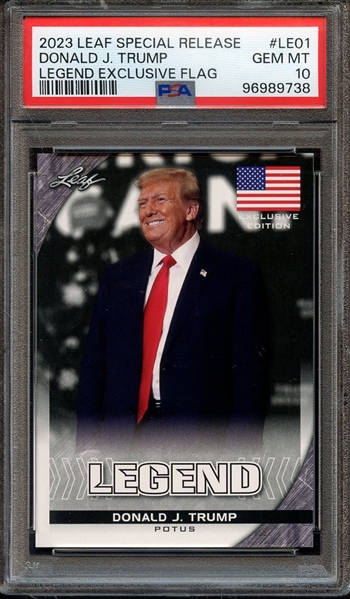 2023 LEAF SPECIAL RELEASE LEGEND EXCLUSIVE FLAG LE01 DONALD J. TRUMP PSA GEM MT 10