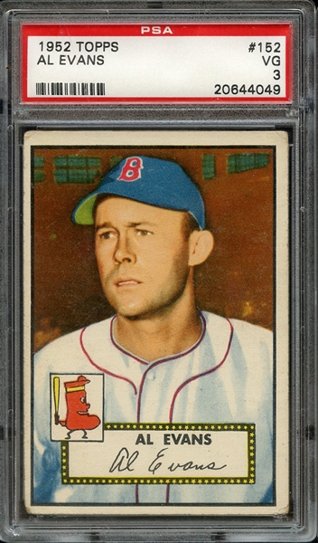 1952 TOPPS 152 AL EVANS PSA VG 3