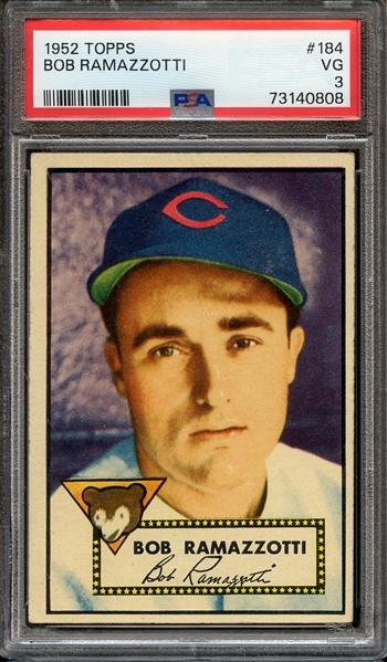 1952 TOPPS 184 BOB RAMAZZOTTI PSA VG 3