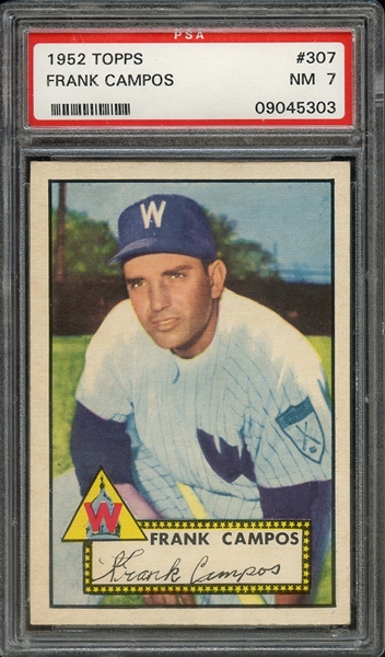 1952 TOPPS 307 FRANK CAMPOS PSA NM 7