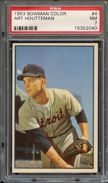 1953 BOWMAN COLOR 4 ART HOUTTEMAN PSA NM 7