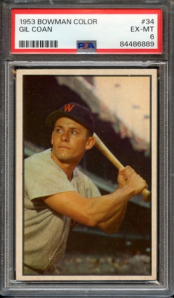 1953 BOWMAN COLOR 34 GIL COAN PSA EX-MT 6