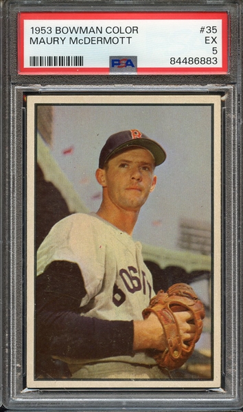 1953 BOWMAN COLOR 35 MAURY McDERMOTT PSA EX 5