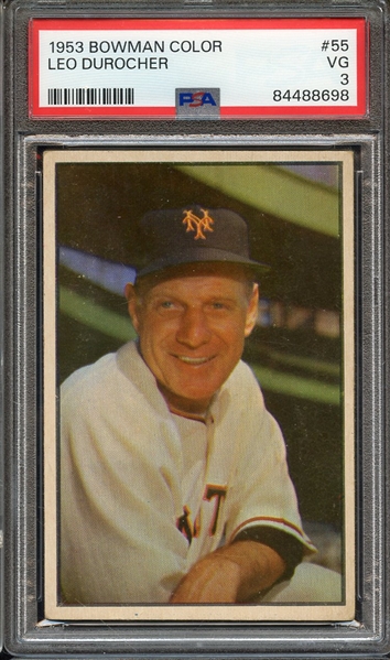 1953 BOWMAN COLOR 55 LEO DUROCHER PSA VG 3