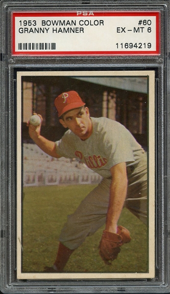 1953 BOWMAN COLOR 60 GRANNY HAMNER PSA EX-MT 6