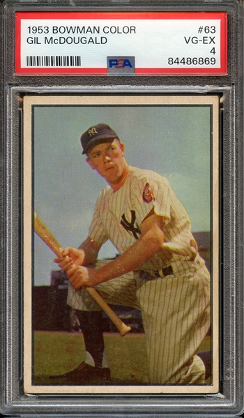 1953 BOWMAN COLOR 63 GIL McDOUGALD PSA VG-EX 4