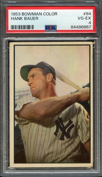 1953 BOWMAN COLOR 84 HANK BAUER PSA VG-EX 4