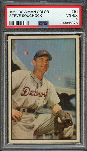 1953 BOWMAN COLOR 91 STEVE SOUCHOCK PSA VG-EX 4