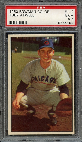 1953 BOWMAN COLOR 112 TOBY ATWELL PSA EX+ 5.5