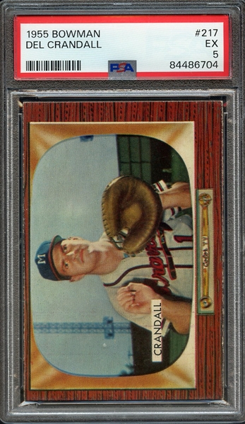 1955 BOWMAN 217 DEL CRANDALL PSA EX 5