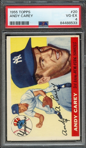 1955 TOPPS 20 ANDY CAREY PSA VG-EX 4