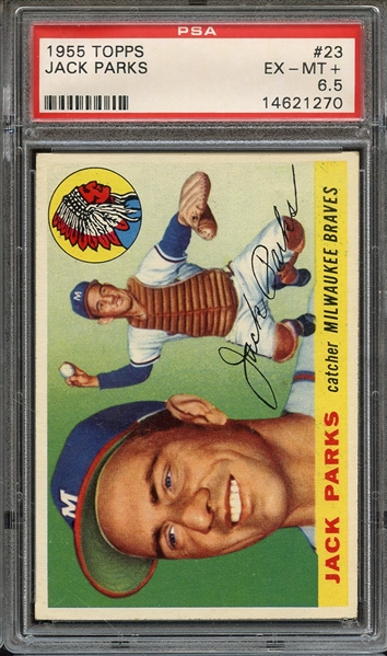 1955 TOPPS 23 JACK PARKS PSA EX-MT+ 6.5