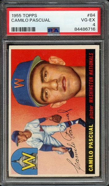 1955 TOPPS 84 CAMILO PASCUAL PSA VG-EX 4