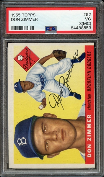 1955 TOPPS 92 DON ZIMMER PSA VG 3 (MC)