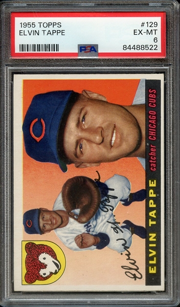 1955 TOPPS 129 ELVIN TAPPE PSA EX-MT 6