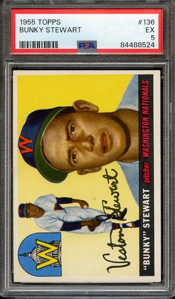 1955 TOPPS 136 BUNKY STEWART PSA EX 5