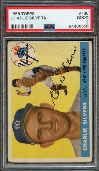 1955 TOPPS 188 CHARLIE SILVERA PSA GOOD 2