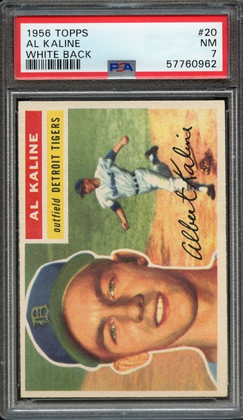 1956 TOPPS 20 WHITE BACK AL KALINE PSA NM 7