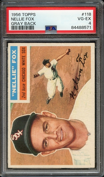 1956 TOPPS 118 GRAY BACK NELLIE FOX PSA VG-EX 4