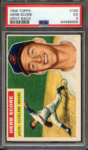 1956 TOPPS 140 GRAY BACK HERB SCORE PSA EX 5