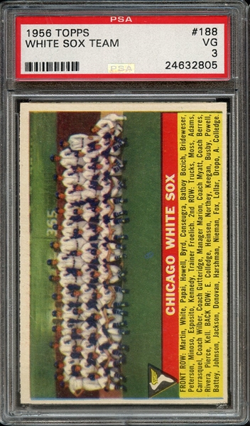 1956 TOPPS 188 WHITE SOX TEAM PSA VG 3