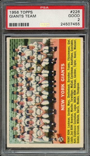 1956 TOPPS 226 GIANTS TEAM PSA GOOD 2