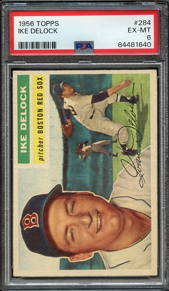 1956 TOPPS 284 IKE DELOCK PSA EX-MT 6