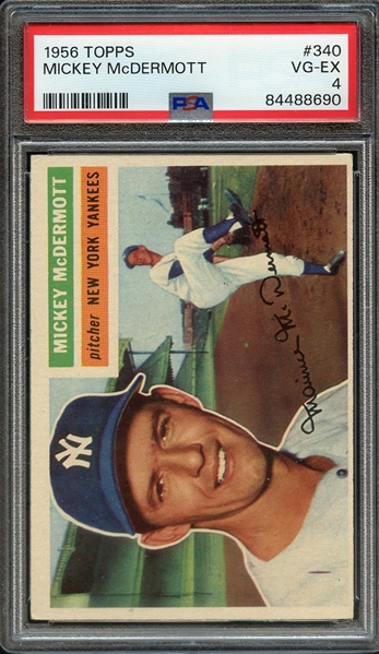 1956 TOPPS 340 MICKEY McDERMOTT PSA VG-EX 4