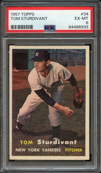 1957 TOPPS 34 TOM STURDIVANT PSA EX-MT 6