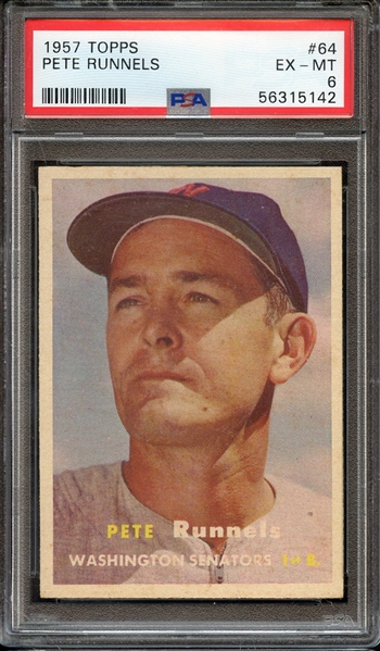 1957 TOPPS 64 PETE RUNNELS PSA EX-MT 6