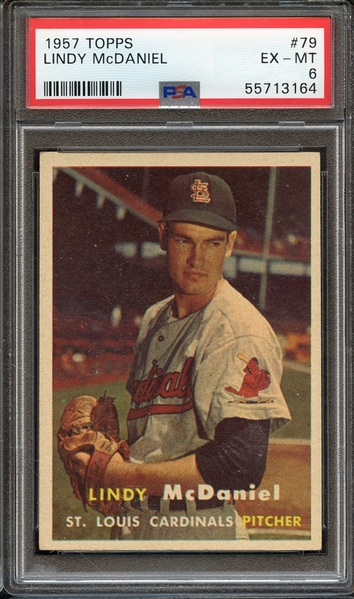 1957 TOPPS 79 LINDY McDANIEL PSA EX-MT 6