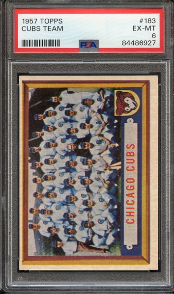 1957 TOPPS 183 CUBS TEAM PSA EX-MT 6